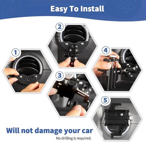 حامل هاتف RT-TCZ لهاتف Wrangler JL Dash Vent متوافق مع Jeep Wrangler JL JLU Gladiator JT 2018-2024 ملحقات داخلية سوداء in Saudi Arabia