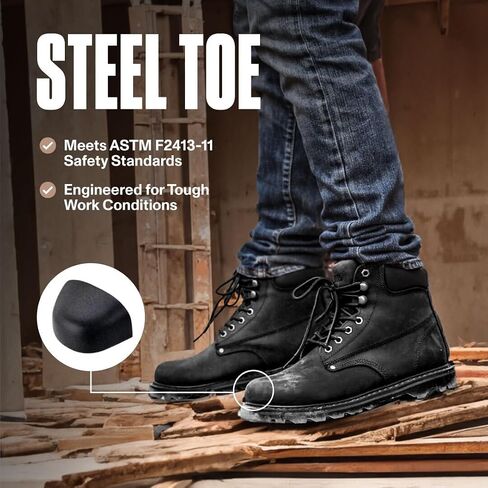 أحذية عمل EVERBOOTS Tank S بمقدمة فولاذية للرجال، تقنية EverFit Comfort، قبضة مضادة للانزلاق وامتصاص الصدمات الفائق، حذاء جلدي شديد التحمل، بناء ملابس عمل صناعية آمنة، أحذية كهربائي in Kuwait