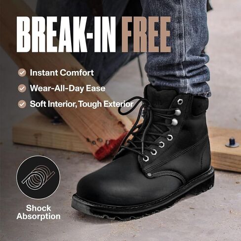 أحذية عمل EVERBOOTS Tank S بمقدمة فولاذية للرجال، تقنية EverFit Comfort، قبضة مضادة للانزلاق وامتصاص الصدمات الفائق، حذاء جلدي شديد التحمل، بناء ملابس عمل صناعية آمنة، أحذية كهربائي in Kuwait