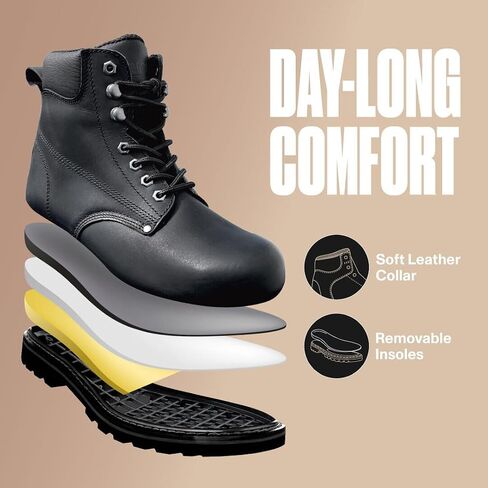 أحذية عمل EVERBOOTS Tank S بمقدمة فولاذية للرجال، تقنية EverFit Comfort، قبضة مضادة للانزلاق وامتصاص الصدمات الفائق، حذاء جلدي شديد التحمل، بناء ملابس عمل صناعية آمنة، أحذية كهربائي in Kuwait
