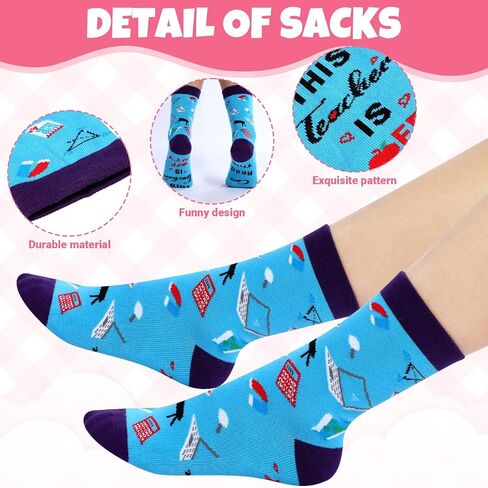 8 Pairs Teacher Socks Graduation Appreciation Gifts for Women Men Teacher Novelty Socks If You Can Read This Teacher Is off Duty Teacher Appreciation Socks for Teacher's Day Birthday Party in Saudi Arabia