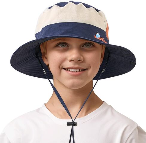 361° Kids Sun Hat UPF 50+ Outdoor Wide Brim Bucket Hats Boys Girls Beach Summer Fishing Safari Hiking Camping Hat, Navy Blue in Saudi Arabia