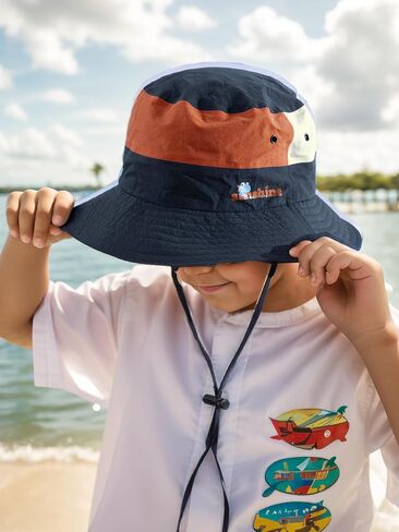 361° Kids Sun Hat UPF 50+ Outdoor Wide Brim Bucket Hats Boys Girls Beach Summer Fishing Safari Hiking Camping Hat, Navy Blue in Saudi Arabia