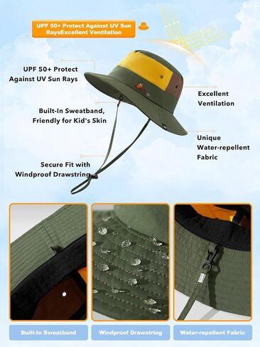 361° Kids Sun Hat UPF 50+ Outdoor Wide Brim Bucket Hats Boys Girls Beach Summer Fishing Safari Hiking Camping Hat, Navy Blue in Saudi Arabia