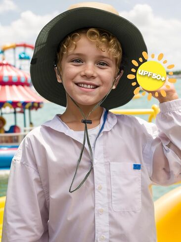 361° Kids Sun Hat UPF 50+ Outdoor Wide Brim Bucket Hats Boys Girls Beach Summer Fishing Safari Hiking Camping Hat, Navy Blue in Saudi Arabia
