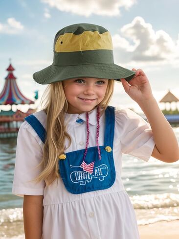 361° Kids Sun Hat UPF 50+ Outdoor Wide Brim Bucket Hats Boys Girls Beach Summer Fishing Safari Hiking Camping Hat, Navy Blue in Saudi Arabia