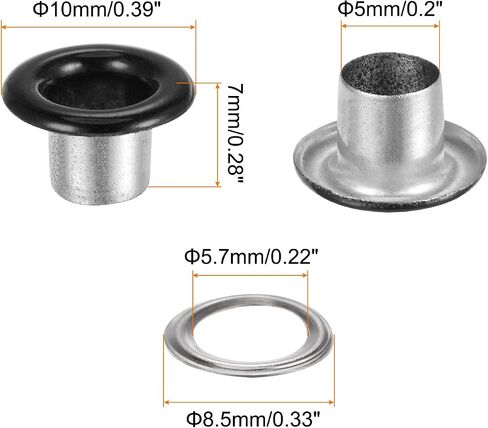 HARFINGTON 100PCS Grommets Eyelets 1/4 Inch (6mm) ID Hole Metal Self Backing Eyelet with Washers for Shoes Leather Bead Cores Canvas Tag, White in Saudi Arabia