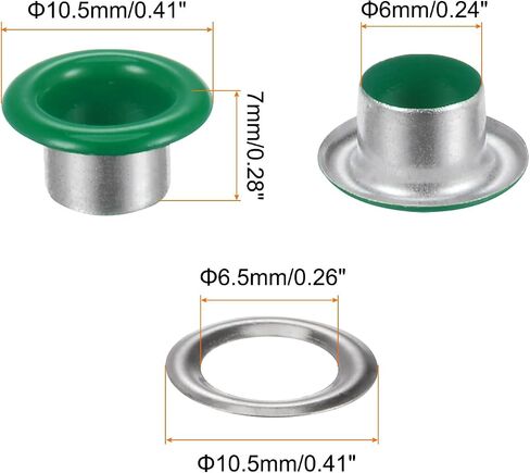 HARFINGTON 100PCS Grommets Eyelets 1/4 Inch (6mm) ID Hole Metal Self Backing Eyelet with Washers for Shoes Leather Bead Cores Canvas Tag, White in Saudi Arabia