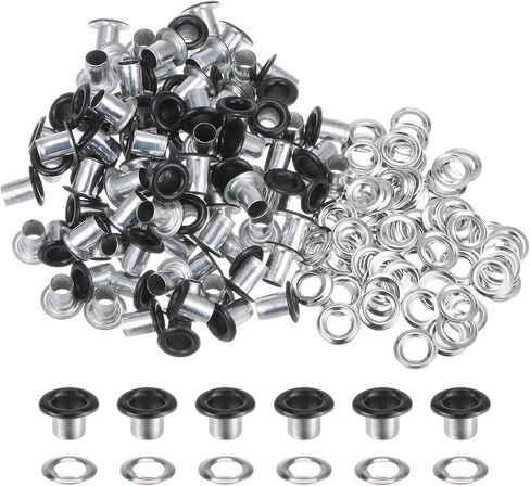 HARFINGTON 100PCS Grommets Eyelets 1/4 Inch (6mm) ID Hole Metal Self Backing Eyelet with Washers for Shoes Leather Bead Cores Canvas Tag, White in Saudi Arabia