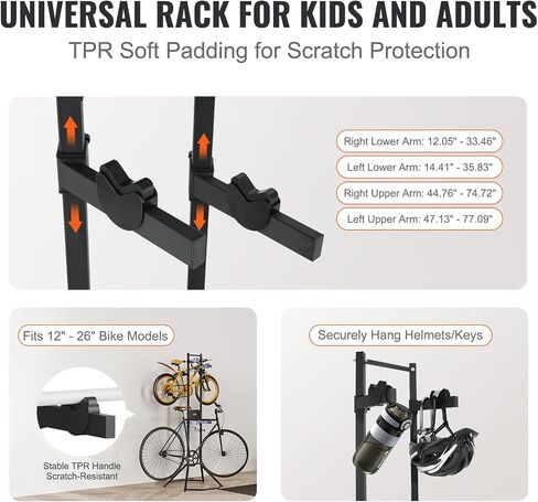 VEVOR 2 Bike Rack Garage Storage, Free Standing Gravity Wall Vertical Bike Stand, Sturdy Steel & Easy Assemble, For Road, MTB, and Hybrid Bicycles, Holds Up to 90 Lbs in Saudi Arabia