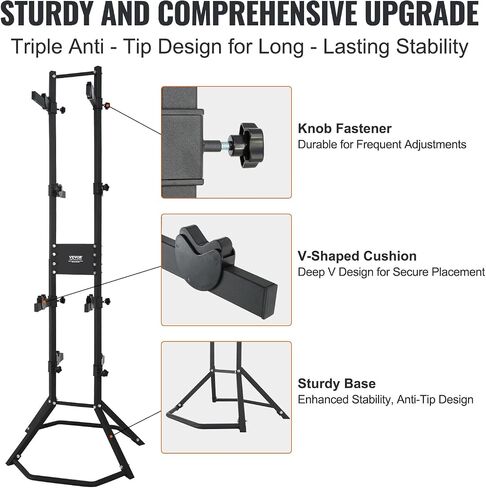 VEVOR 2 Bike Rack Garage Storage, Free Standing Gravity Wall Vertical Bike Stand, Sturdy Steel & Easy Assemble, For Road, MTB, and Hybrid Bicycles, Holds Up to 90 Lbs in Saudi Arabia