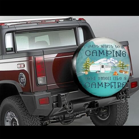 أنا فقط أريد الذهاب للتخييم غطاء الإطارات الاحتياطية واقيات العجلات مانعة لتسرب الماء عالمية للمقطورة Rv SUV شاحنة التخييم السفر مقطورة 14 بوصة in Kuwait