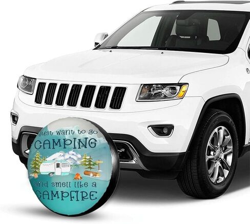 أنا فقط أريد الذهاب للتخييم غطاء الإطارات الاحتياطية واقيات العجلات مانعة لتسرب الماء عالمية للمقطورة Rv SUV شاحنة التخييم السفر مقطورة 14 بوصة in Kuwait