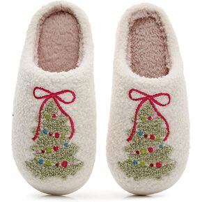 Christmas Tree House Slippers for Women Men Fluffy Soft Cozy Slip on Indoor Outdoor Slippers Christmas Gifts in Saudi Arabia