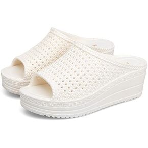 شباشب Shark للسيدات منحدر مع شباشب سميكة من الأسفل للسيدات صيفية كاجوال على الشاطئ مع شباشب بكعب عالٍ صنادل صيفية عصرية للاستخدام في الهواء الطلق (اللون: أسود، الحجم: 40) in Kuwait