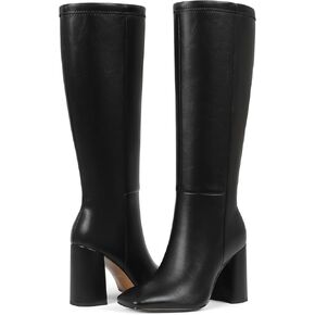 mikarka Women's Square Toe Knee High Boots: Chunky High Heel Tall Boots for Women - Half Zipper Vegan Leather Fashion Long Fall Heeled Boots in Kuwait