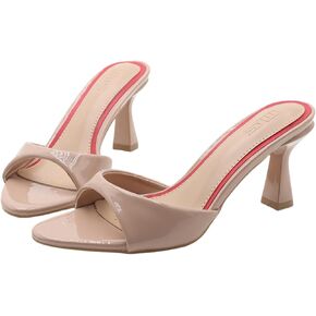 Women's Leather Pointed Open Toe High Heel Sandals Comfortable Slip On Sexy Backless Stiletto Mule Sandals Summer Fashion Formal Wedding Party Prom Dress Shoes in Kuwait