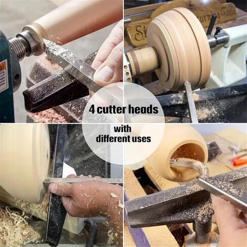Premium Carbide Lathe Tool Set for Woodturning – Includes 3-Piece Blades (Square/Round/Diamond) & 1 Tool Holder | 11mm & 12mm Sizes for Professional Wood Lathe Projects in Saudi Arabia