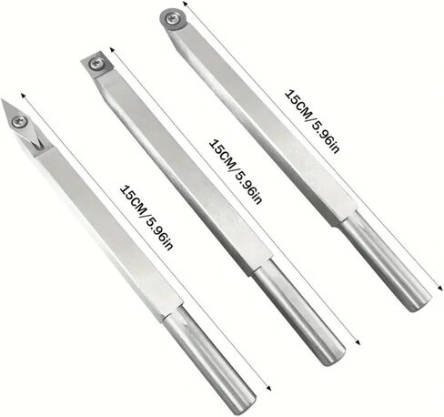 Premium Carbide Lathe Tool Set for Woodturning – Includes 3-Piece Blades (Square/Round/Diamond) & 1 Tool Holder | 11mm & 12mm Sizes for Professional Wood Lathe Projects in Saudi Arabia