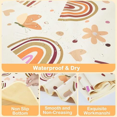 Baby Splat Mat for Under High Chair 51 x 51 Inch Large Waterproof High Chair Mat with Non Slip Bottom Food Catcher for Highchair Boy Girl Mat for Floor Machine Washable, Pink Flowers in Saudi Arabia