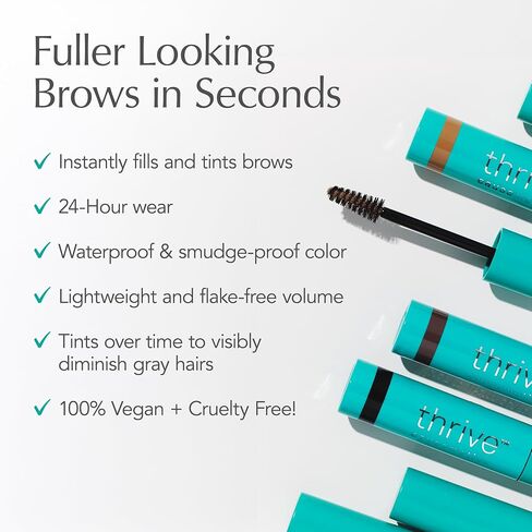 Thrive Causemetics Instant Brow Fix Semi-Permanent Eyebrow Gel, Waterproof Tinted Eye Brow Gel with Vitamin B5, Smudge-Proof, Vegan & Cruelty Free, April (Cool Brown) in Saudi Arabia