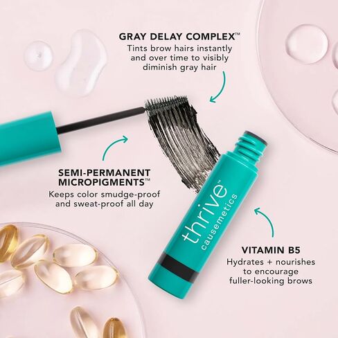 Thrive Causemetics Instant Brow Fix Semi-Permanent Eyebrow Gel, Waterproof Tinted Eye Brow Gel with Vitamin B5, Smudge-Proof, Vegan & Cruelty Free, April (Cool Brown) in Saudi Arabia