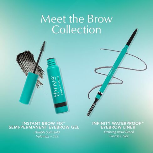 Thrive Causemetics Instant Brow Fix Semi-Permanent Eyebrow Gel, Waterproof Tinted Eye Brow Gel with Vitamin B5, Smudge-Proof, Vegan & Cruelty Free, April (Cool Brown) in Saudi Arabia
