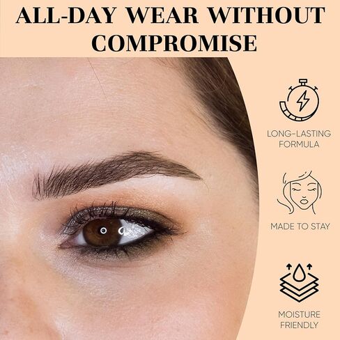 Eyebrow Pencil Make Up for Women - Long-lasting and Waterproof Eyebrow Pencil by Lauren Cruz - Dual-Ended Eyebrow Pen with Micro-tip and Spoolie -Fuller Look Brow Pencil - Deep Brunette in Saudi Arabia