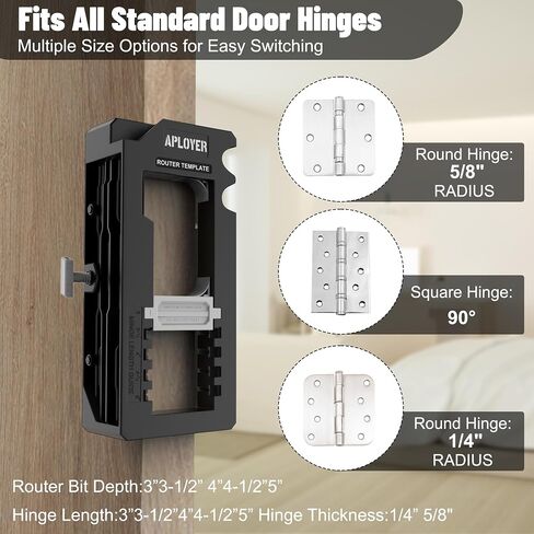 Door Hinge Jig, Door Hinge Router Template, Adjustable Door Mortise Jig for 3" to 5" Hinges - Compatible with Square and Radius Corners 1/4" & 5/8" (Yellow) in Saudi Arabia