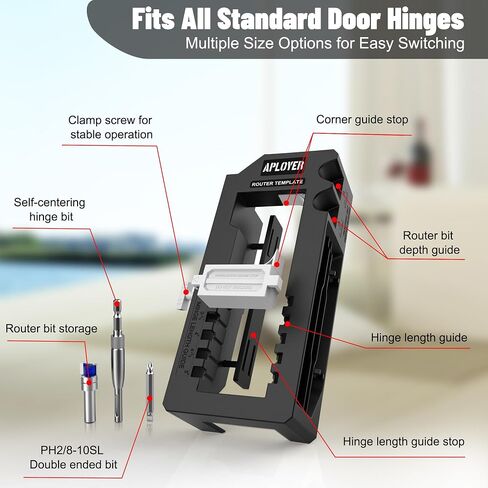 Door Hinge Jig, Door Hinge Router Template, Adjustable Door Mortise Jig for 3" to 5" Hinges - Compatible with Square and Radius Corners 1/4" & 5/8" (Yellow) in Saudi Arabia