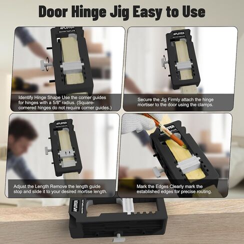 Door Hinge Jig, Door Hinge Router Template, Adjustable Door Mortise Jig for 3" to 5" Hinges - Compatible with Square and Radius Corners 1/4" & 5/8" (Yellow) in Saudi Arabia