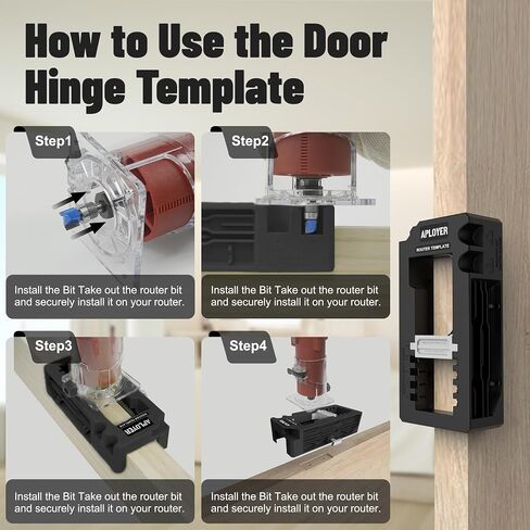 Door Hinge Jig, Door Hinge Router Template, Adjustable Door Mortise Jig for 3" to 5" Hinges - Compatible with Square and Radius Corners 1/4" & 5/8" (Yellow) in Saudi Arabia