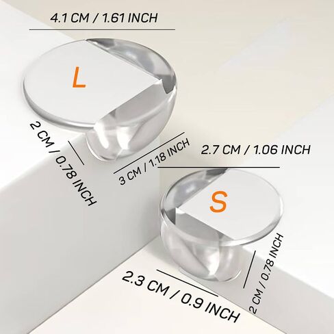Proofing Corner Bumpers, 8 Pack Silicone Table Corner Protectors for Furniture with 3 Side Self-Adhesive, Ball-Shape Corner Covers for Sharp Edges(L,8pcs) in Saudi Arabia