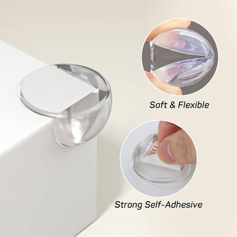 Proofing Corner Bumpers, 8 Pack Silicone Table Corner Protectors for Furniture with 3 Side Self-Adhesive, Ball-Shape Corner Covers for Sharp Edges(L,8pcs) in Saudi Arabia