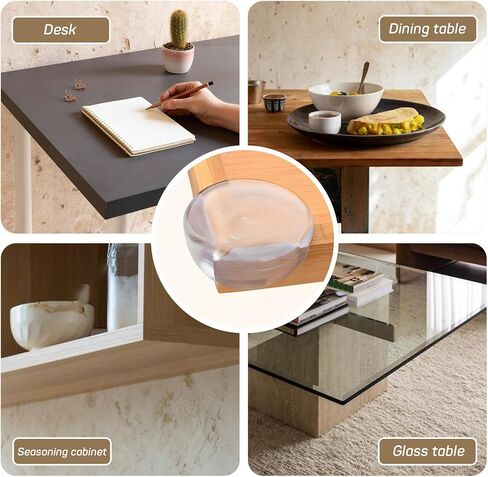 Proofing Corner Bumpers, 8 Pack Silicone Table Corner Protectors for Furniture with 3 Side Self-Adhesive, Ball-Shape Corner Covers for Sharp Edges(L,8pcs) in Saudi Arabia