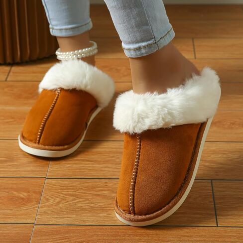Womens Slippers Memory Foam Flats Slippers Ladies Slip on Winter House Shoes Warm Slide Shoes in Saudi Arabia