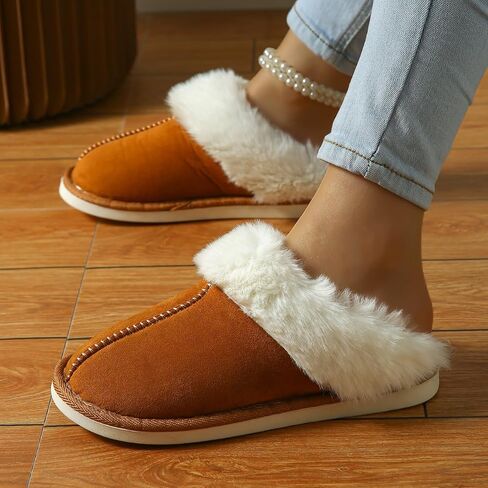 Womens Slippers Memory Foam Flats Slippers Ladies Slip on Winter House Shoes Warm Slide Shoes in Saudi Arabia