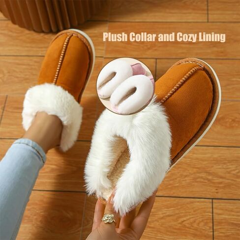Womens Slippers Memory Foam Flats Slippers Ladies Slip on Winter House Shoes Warm Slide Shoes in Saudi Arabia