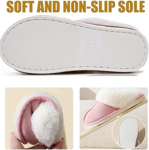 Womens Slippers Memory Foam Flats Slippers Ladies Slip on Winter House Shoes Warm Slide Shoes in Saudi Arabia