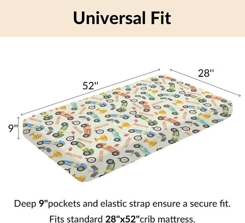 Retro Racing Baby Crib Sheets Race Car Vehicle Toddler Bedding Bed Sheets Colorful Racecars Fitted Crib Mattress Cover Fits Standard Crib Mattress 28x52 in in Kuwait