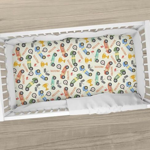 Retro Racing Baby Crib Sheets Race Car Vehicle Toddler Bedding Bed Sheets Colorful Racecars Fitted Crib Mattress Cover Fits Standard Crib Mattress 28x52 in in Kuwait