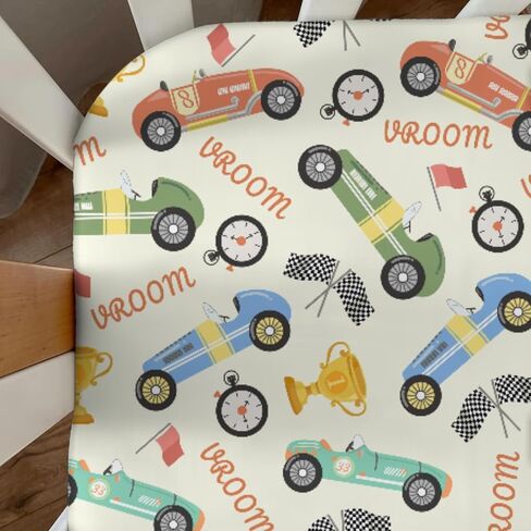 Retro Racing Baby Crib Sheets Race Car Vehicle Toddler Bedding Bed Sheets Colorful Racecars Fitted Crib Mattress Cover Fits Standard Crib Mattress 28x52 in in Kuwait