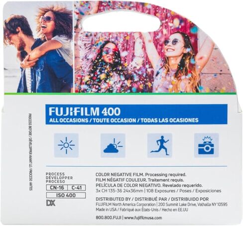 Fujifilm Fujicolor 400 Color Negative Film (35mm Roll Film, 3x36) + Sunshine Photo Microfiber Cleaning Cloth (3 Pack) in Kuwait