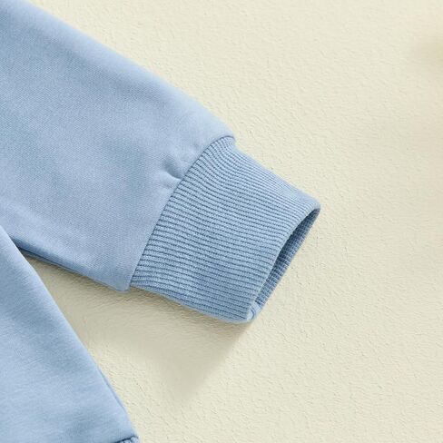 ملابس خريف وشتاء للأطفال الصغار، سترة مطرزة بياقة دائرية وأكمام طويلة مع بنطال مخطط، طقم مكون من قطعتين in Kuwait