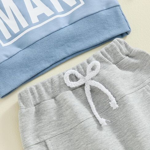 ملابس خريف وشتاء للأطفال الصغار، سترة مطرزة بياقة دائرية وأكمام طويلة مع بنطال مخطط، طقم مكون من قطعتين in Kuwait