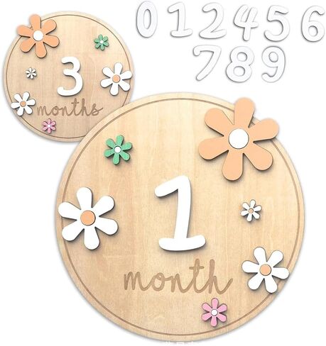 Baby Milestone Cards for Newborn Growth Tracking, Wooden Photo Props for Baby's First Year Memories in Saudi Arabia