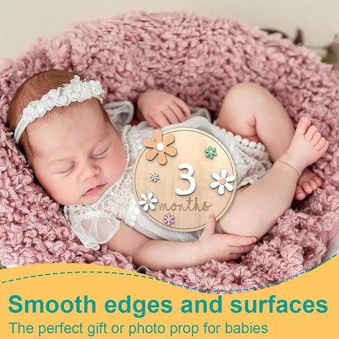 Baby Milestone Cards for Newborn Growth Tracking, Wooden Photo Props for Baby's First Year Memories in Saudi Arabia