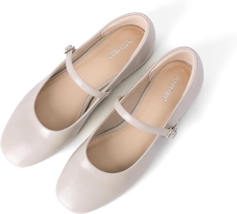 Women's Mary Jane Flats Soft Leather Ballet Flats with Ankle Strap,Comfortable Dressy Slip on Mary Jane Shoes Women in Kuwait