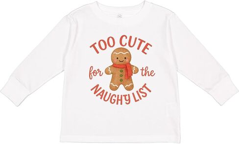 inktastic Too Cute for The Naughty List Gingerbread Toddler Long Sleeve T-Shirt in Saudi Arabia