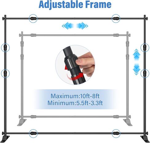 10 x 8 FT Banner Stand Kit, Adjustable Backdrop Stand for Parties, Heavy-Duty Photography Step and Repeat Stand with Portable Bag for Birthdays, Promotions, Exhibitions (Banner Not Included) in Saudi Arabia